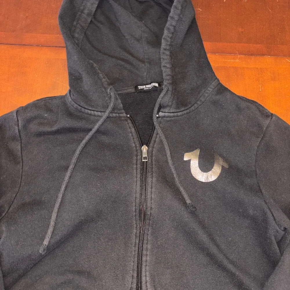 True Religion | Black Buddha Guitar | Zip Up Hoodie | Mens Size L | World Tour‎